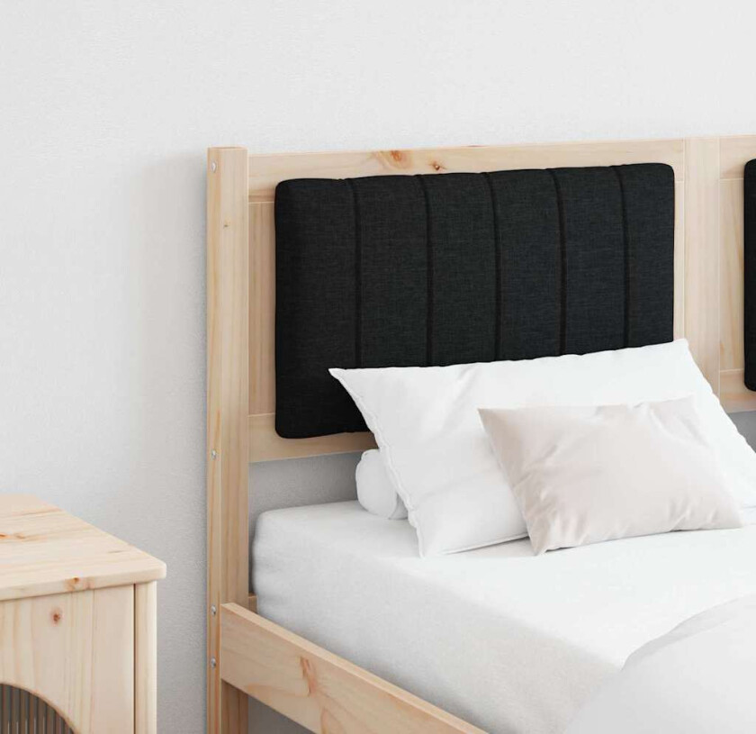 Polstret sengegavl Brun 140 cm Massiv furu og stoff