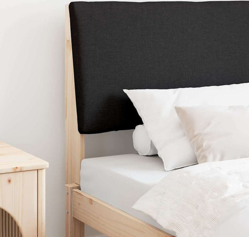 Polstret sengegavl Svart 100 cm Massiv furu