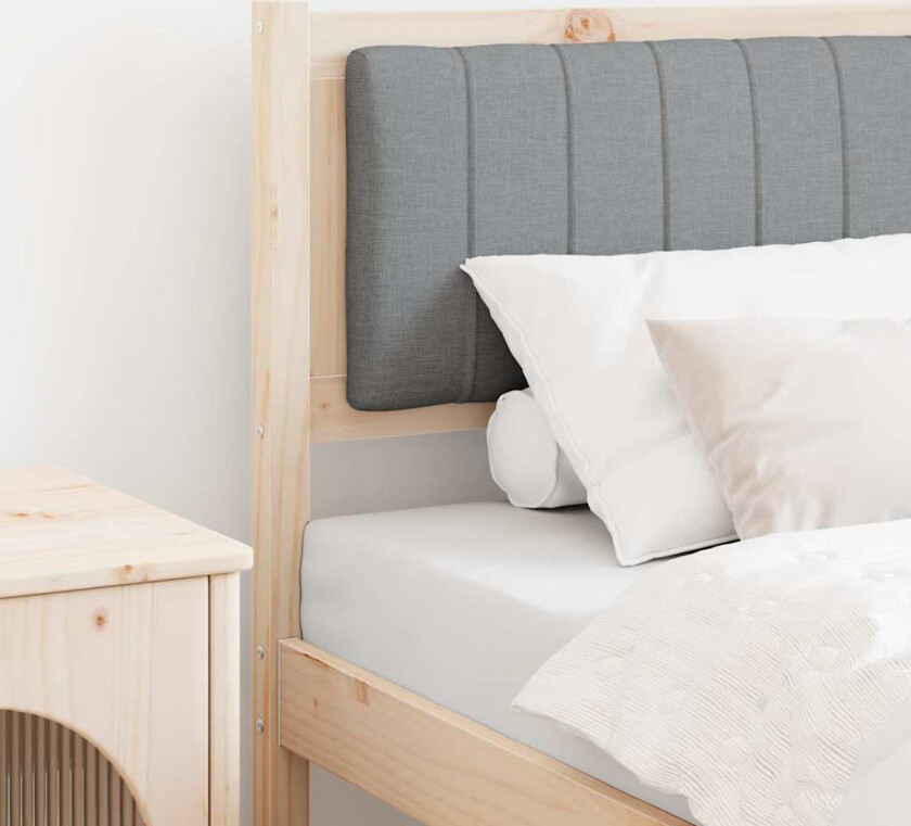 Polstret sengegavl Brun 75 cm Massiv furu og stoff