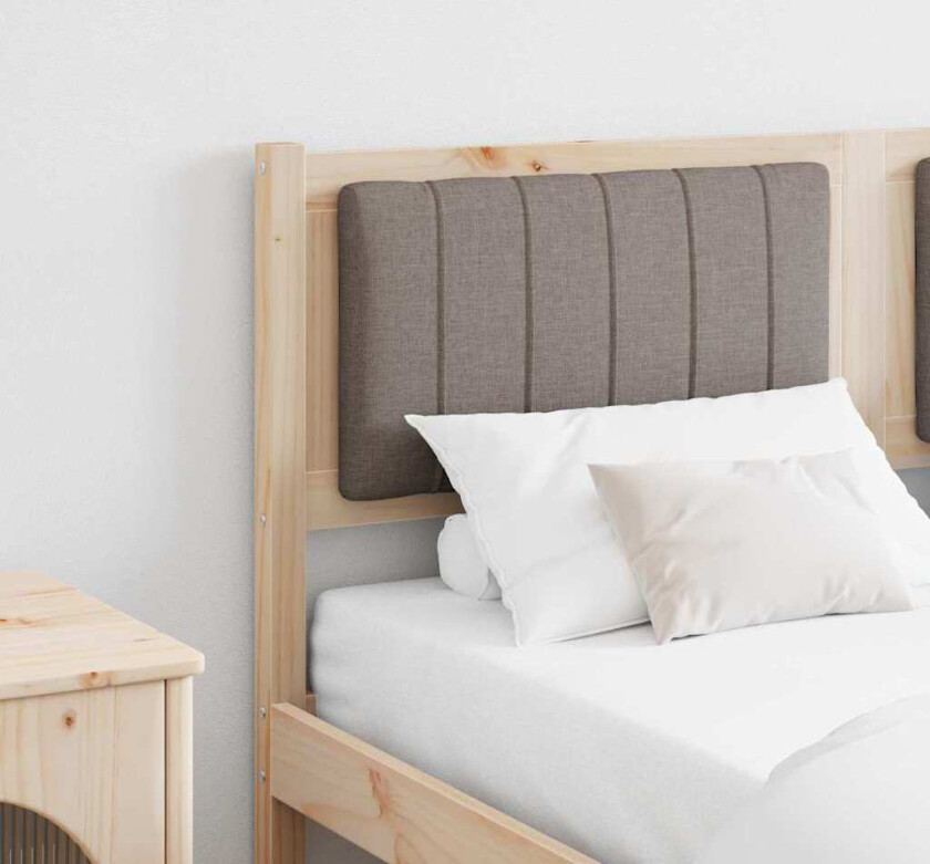 Polstret sengegavl Brun 135 cm Massiv furu og stoff