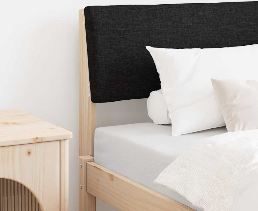 Polstret sengegavl Svart 80 cm Massiv furu