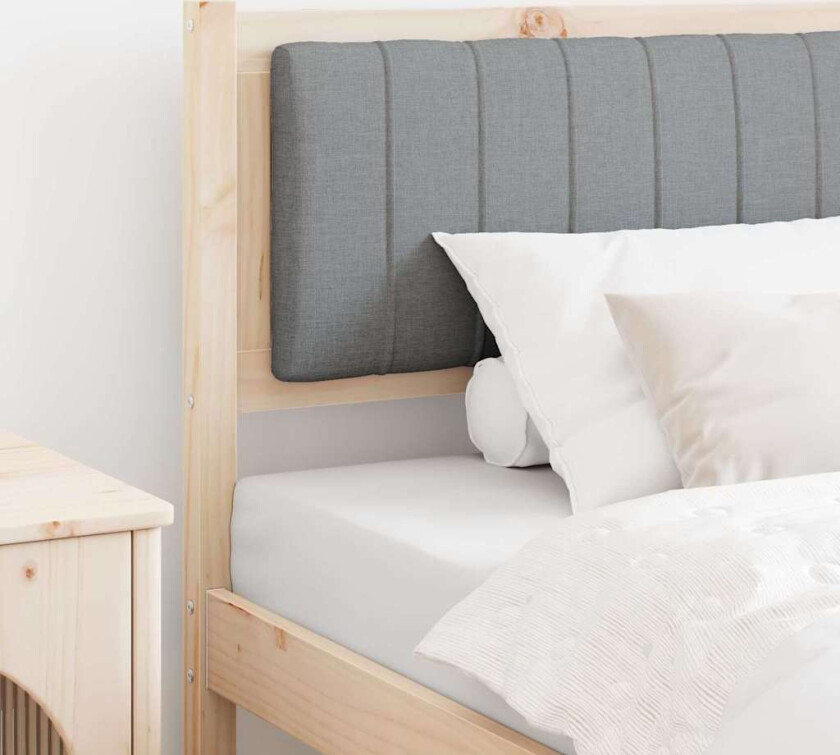 Polstret sengegavl Brun 90 cm Massiv furu og stoff