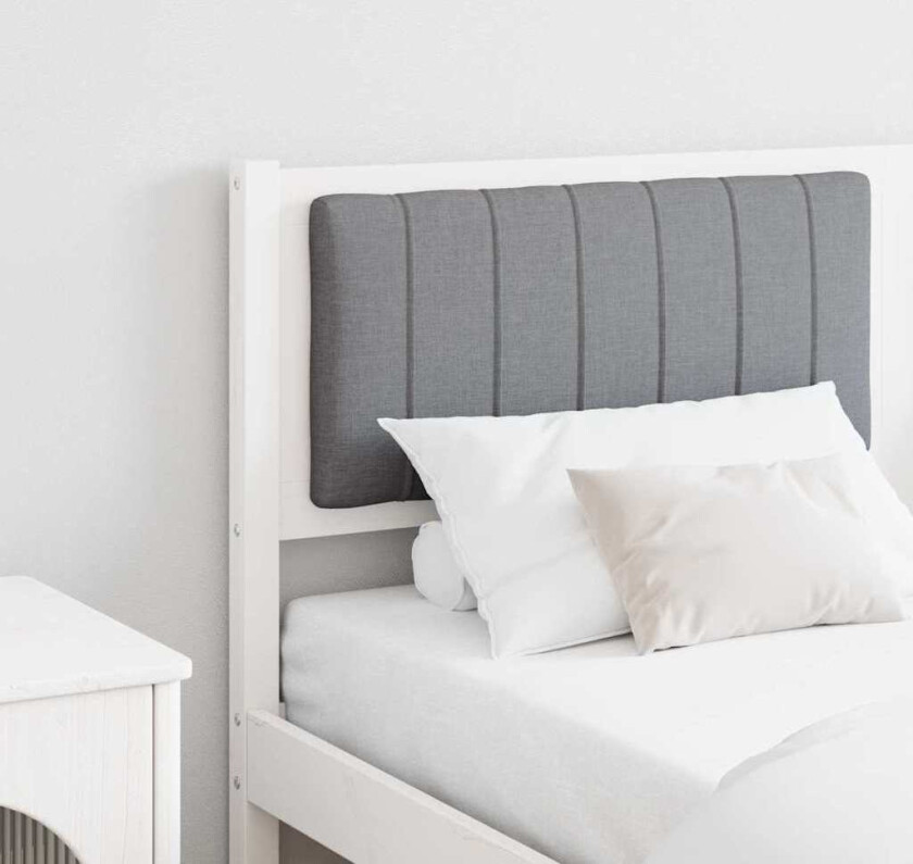Polstret sengegavl Hvit 150 cm Massiv furu og stoff