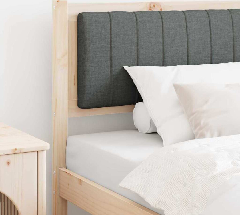 Polstret sengegavl Brun 100 cm Massiv furu og stoff