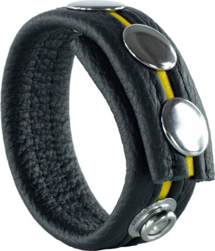 Cockring En Cuir Black/Yellow Penisring
