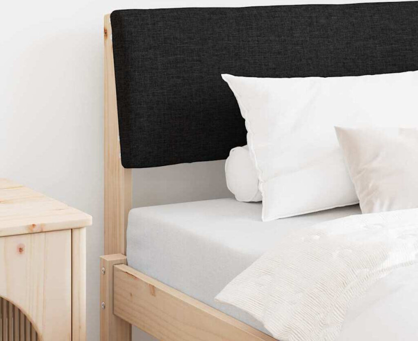 Polstret sengegavl Svart 100 cm Massiv furu