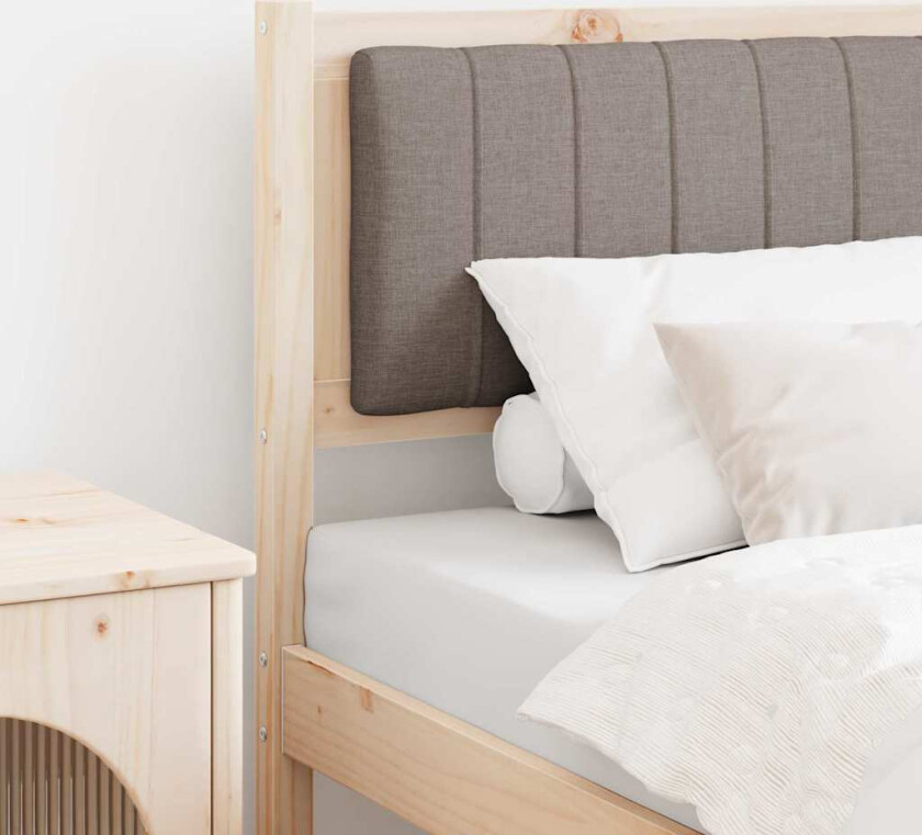 Polstret sengegavl Brun 75 cm Massiv furu og stoff