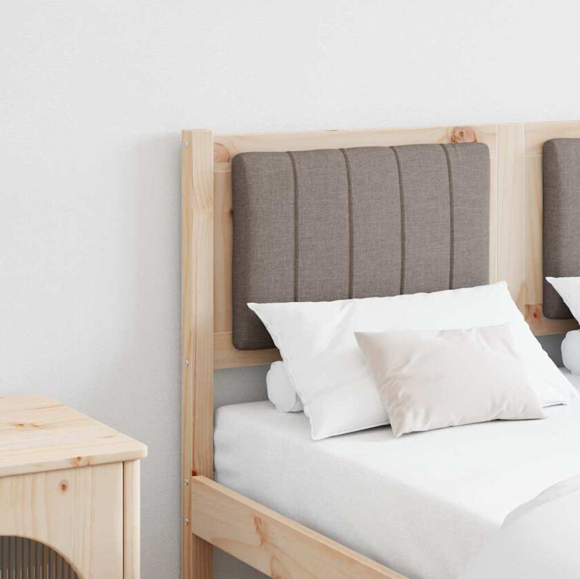 Polstret sengegavl Brun 120 cm Massiv furu og stoff