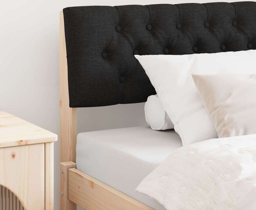 Polstret sengegavl Svart 100 cm Massiv furu