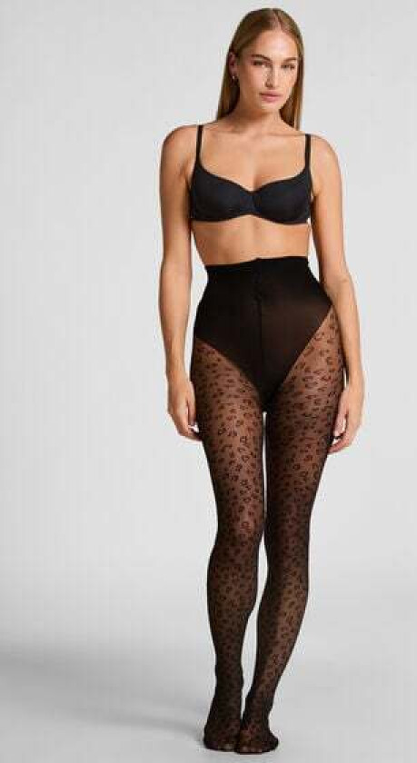 Strømpebukse 15 Denier Leopard Svart