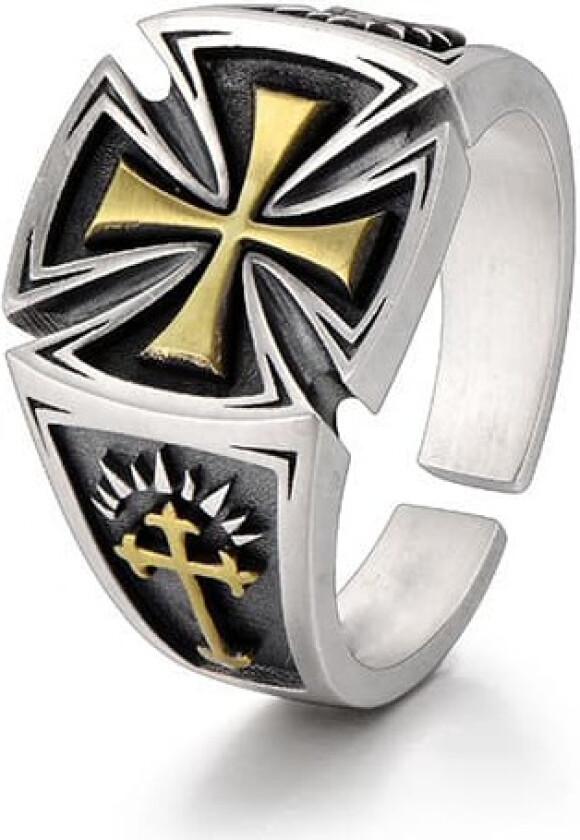Ring med Gold Cross Black Justerbar størrelse
