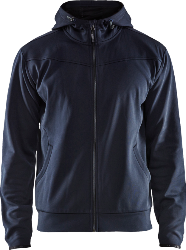 HÆTTETRØJE FULL ZIP MØRK MARIN
