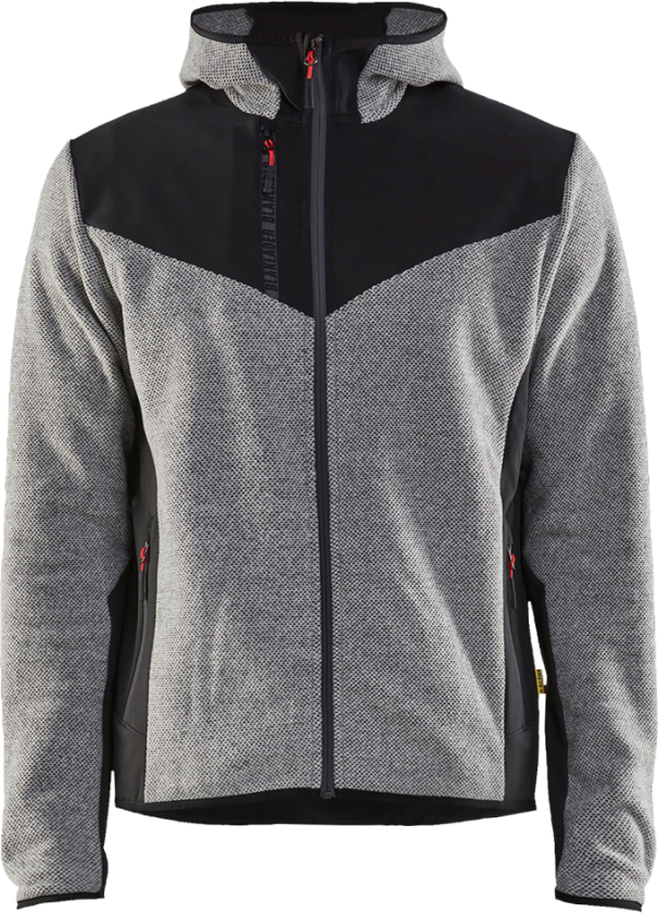 STRIKKET JAKKE,GRÅ.M/SORT 4XL