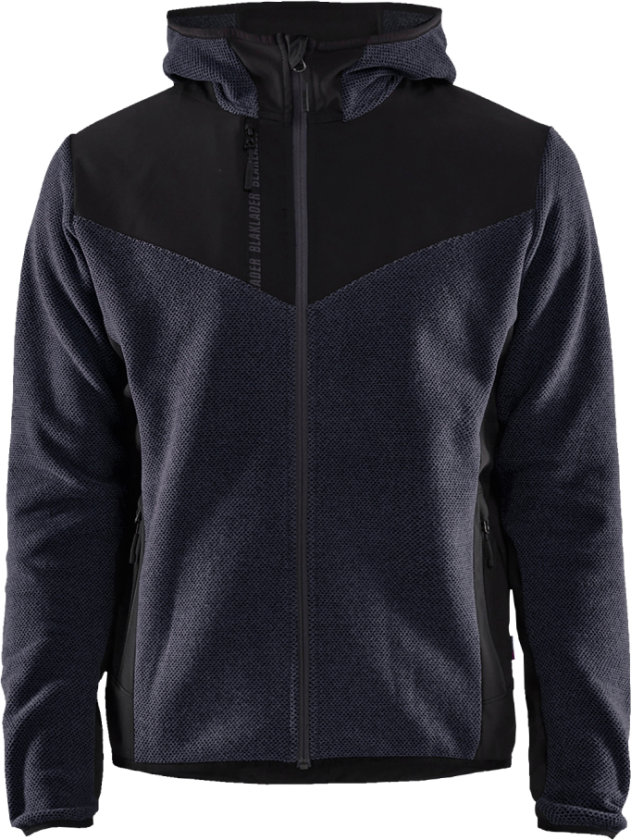 STRIKKET JAKKE,M.BLÅ/SORT XL