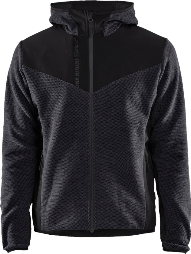 STRIKKET JAKKE,GRÅ/SORT, XS