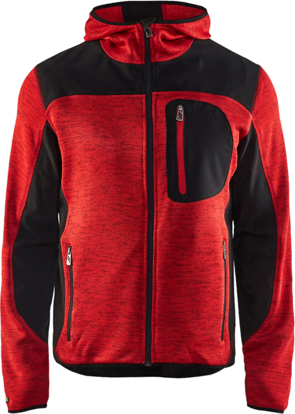 STRIKKET SOFTSHELL JAKKE RØD/S