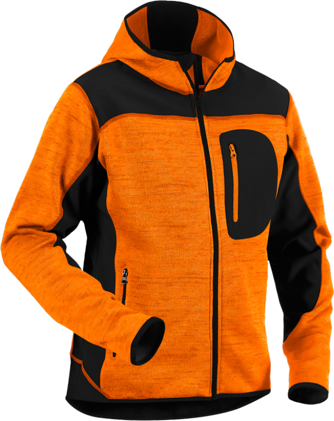 STRIKJAKKE ORANGE/SORT STR.4XL