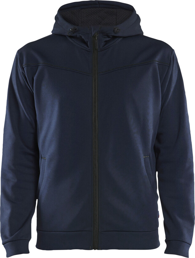 HÆTTETRØJE FULL ZIP MØRK MARIN
