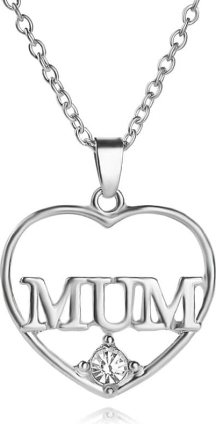 INF Mors hjerte halskjede sink legering/rhinestone sølv