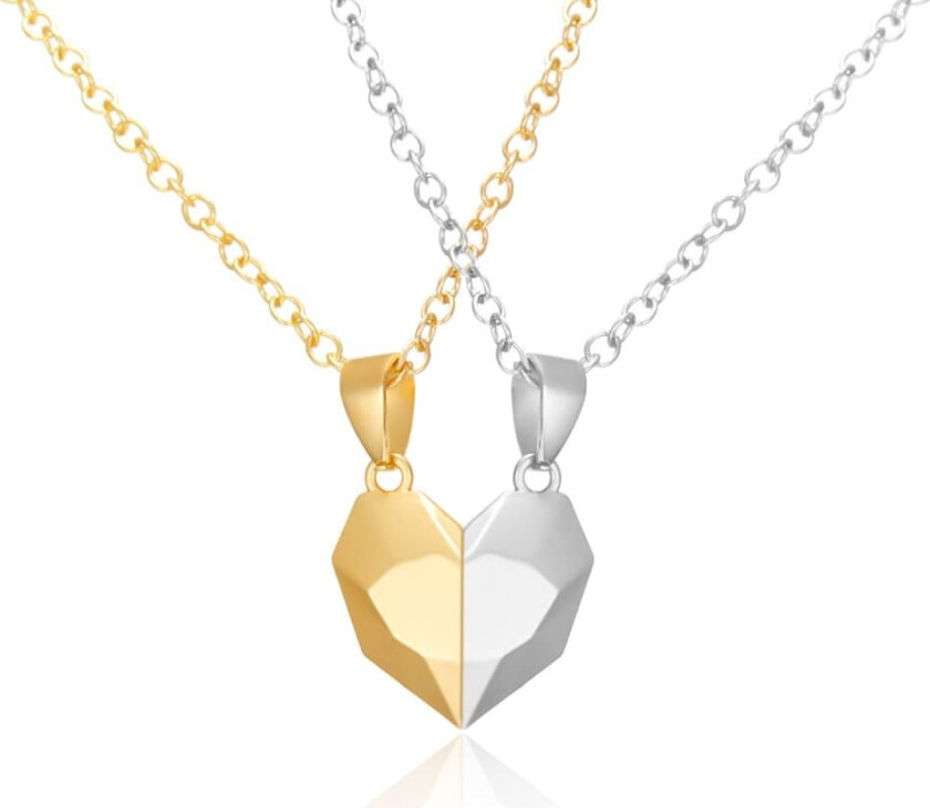 Magnetisk matchende halskjede for par Best Friends 2-pak Flerfarget