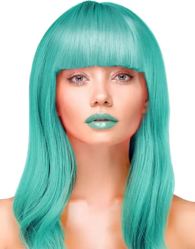 Party Wig Long Straight Turquoise Hair Parukk