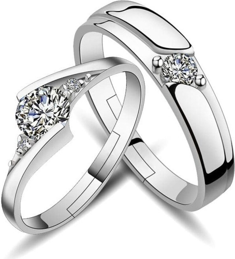 Matching 925 silver rings Valentine's Day gift adjustable