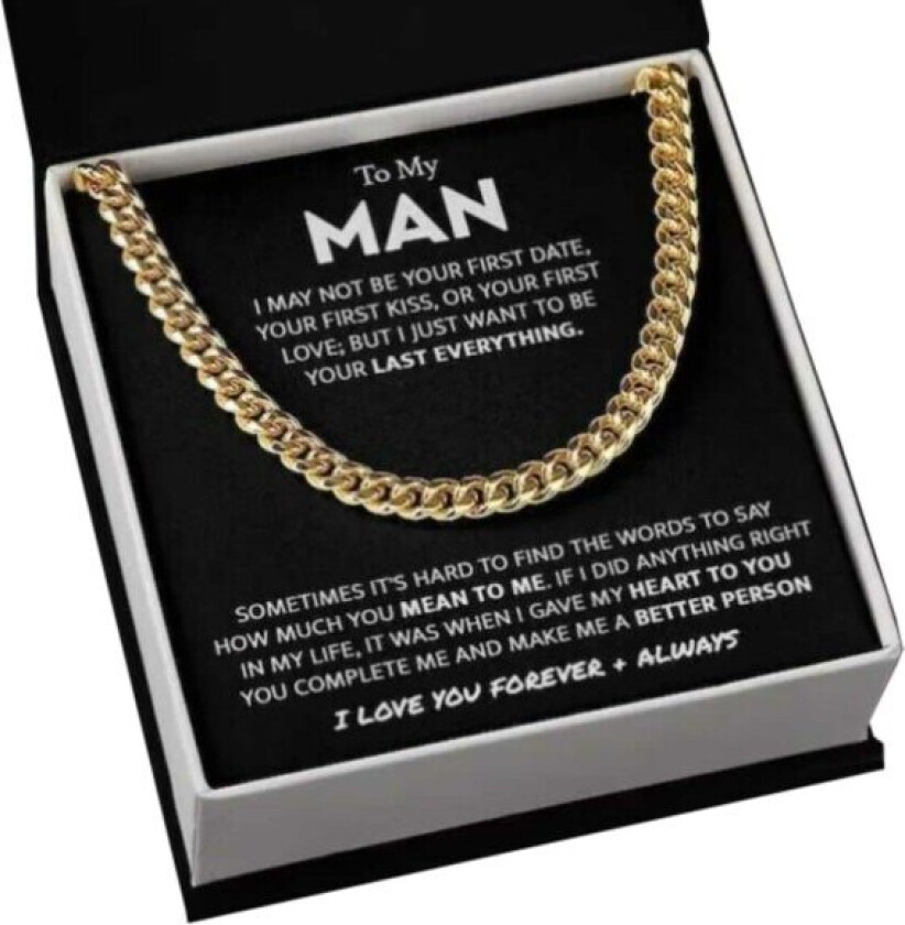 Gave halskjede til mann, kjæreste gave gullkjede med kort gull