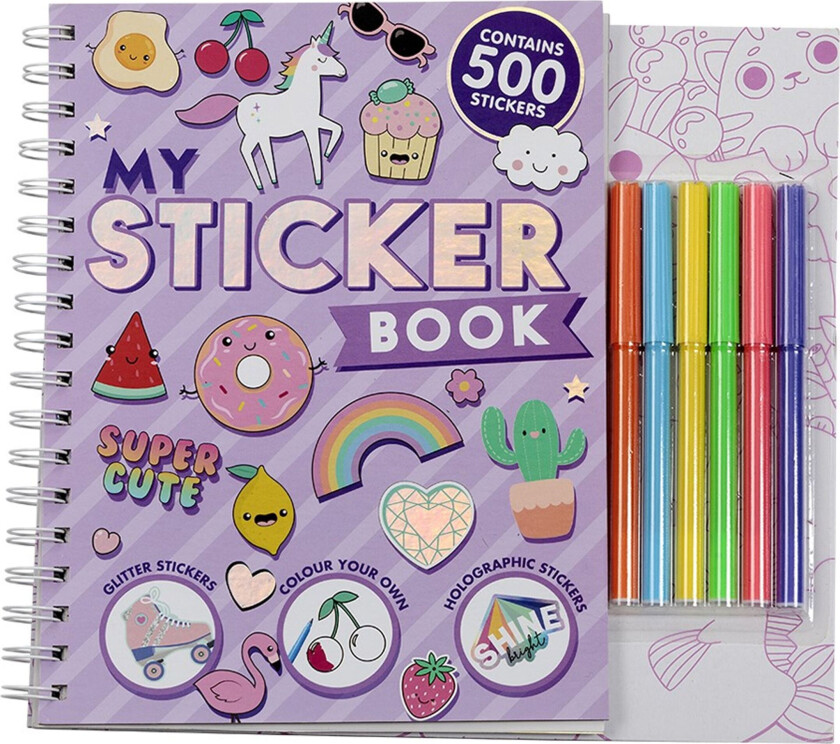 Aktivitetsbok med 500 klistremerker og fargeblyanter