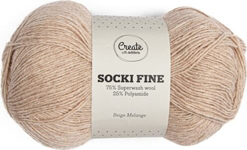 Socki Fine 100 g Beige Melange A052 Adlibris