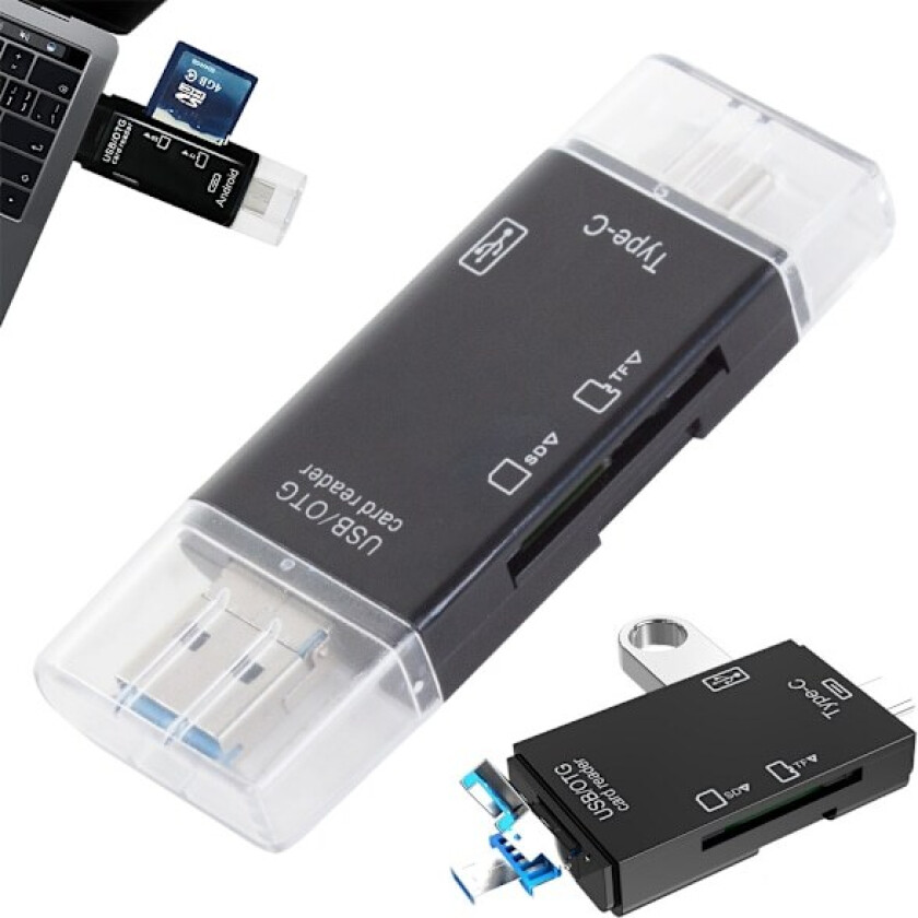 Bilde av Kortläsare SD/MicroSD/TF - USB 2.0 / USB-C Adapter - OTG