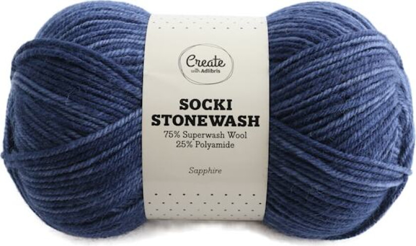 Socki Stonewash 100 g Sapphire B119 Adlibris