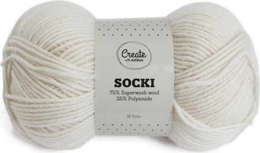 Socki Garn Ensfarget Ullmix 100 g White A027 Adlibris