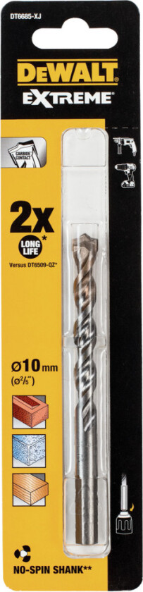 DT6688 Bor Extreme Bor Extreme DT6688 10x120mm med rundt skaft for mur, stein, fliser og lett betong.