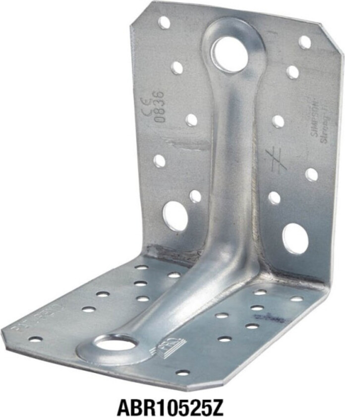 Bilde av ABR10520-R Vinkelbeslag med ribbe ABR10525-R Er et vinkelbeslag med den karakteristiske nøkkelhullribben, som gir beslagene en enda høyere bæreevne enn beslag med standard ribbe.