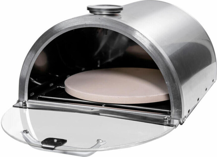 Sidekick pizzaovn Pizzaovn i stainless steel utførelse til bruk på gassgrill sidebrenner.