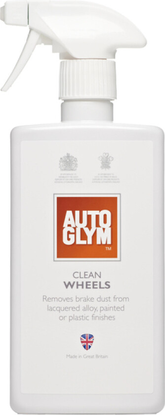 Autoglym Clean Wheels 500 ml En syreholdig felggrens i sprayflaske. Løser raskt opp bremsestøv, salt, trafikkfilm, fett og annen smuss.