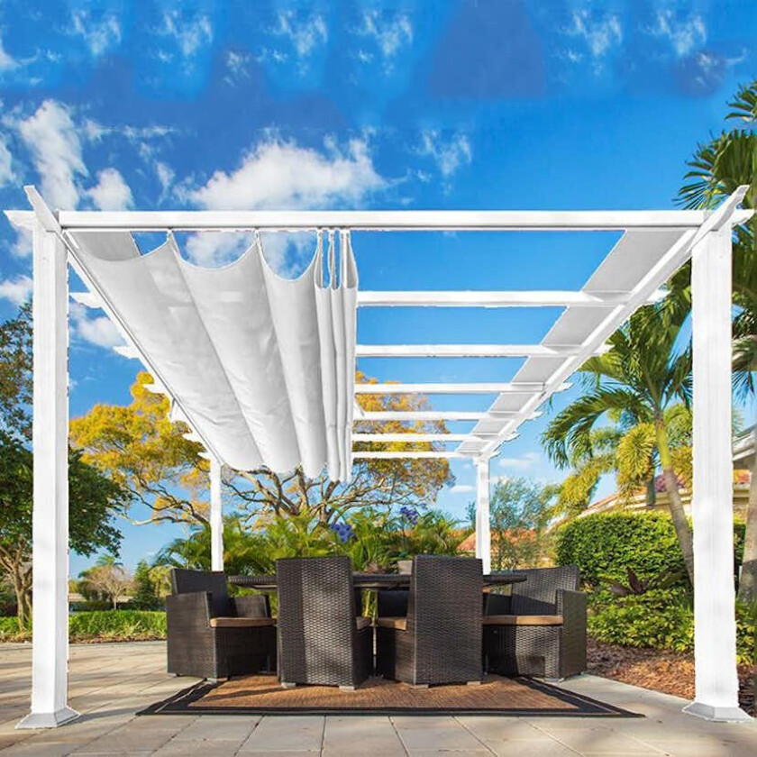Bilde av Gop Florida pergola Moderne pergola med pulverlakkert ramme av aluminium og justerbar takduk av UV-beskyttet polyester og nylon.