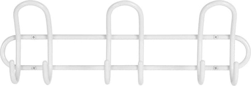 Bilde av Home>it P3 hvit knaggrekke Hvit knaggrekke som er 40 cm lang og har 3 x 2 knagger. Perfekt for å henge opp jakker, skjerf mm i gangen eller soverom.
