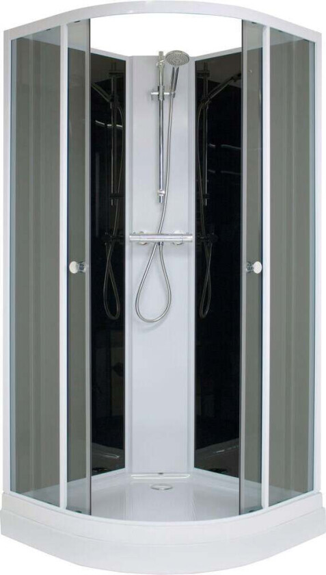 Duxa Opal dusjkabinett Et moderne og stilrent dusjkabinett som passer de fleste bad. Med buet kar og sort og mørk tonet glass.