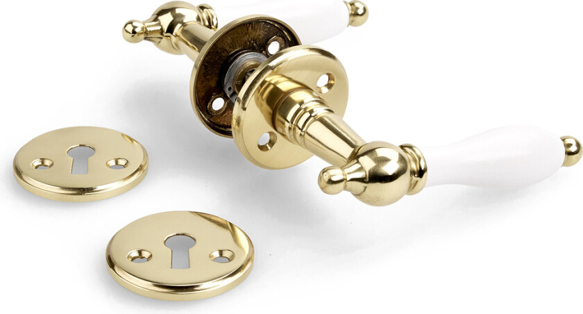 Habo A9686  innvendig dørvrider Innvendig dørhåndtak laget av messing med trehåndtak, for innerdører. Tilpasset dørtykkelse 38-42 mm. Bygger ut 65 mm. Flere utførelser.