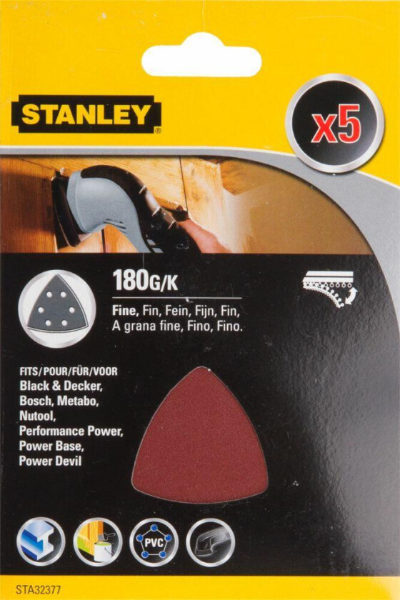Stanley DELTA STA32377 slipepapir Slipepapir 180Kx5stk STA32377 med borrelås, Quickfit feste