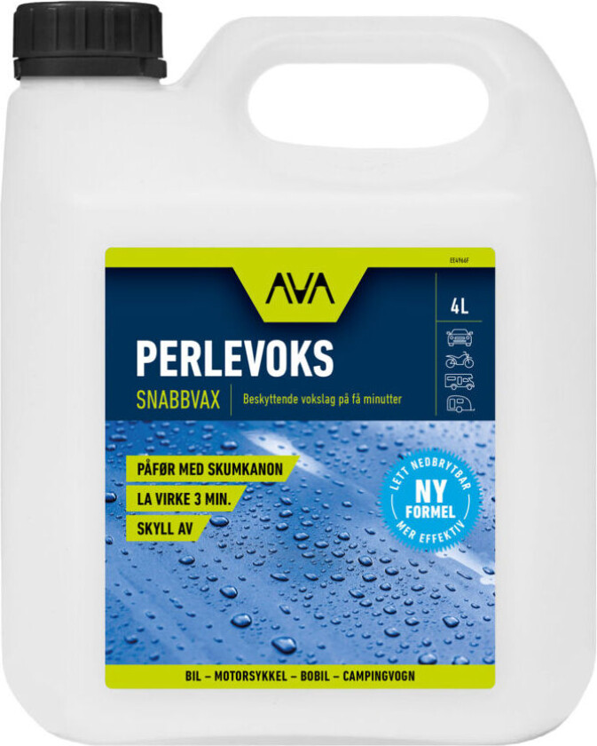 Bilde av perlevoks perlevoks er et svært effektivt, vannløselig middel som beskytter lakken og gir en glansfull overflate frem til neste gang du vasker bilen, motorsykkelen, bobilen eller campingvognen.