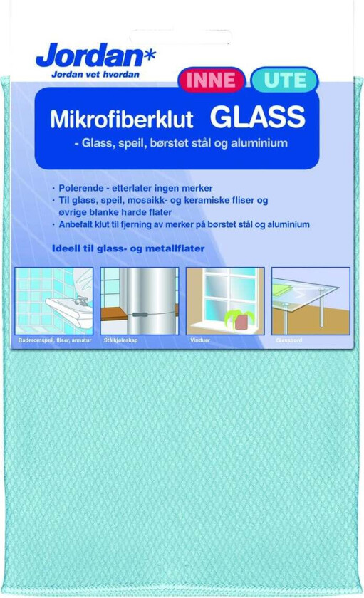 Jordan Mikrofiberklut glass Ideell til vindu-, speil og metallflater.