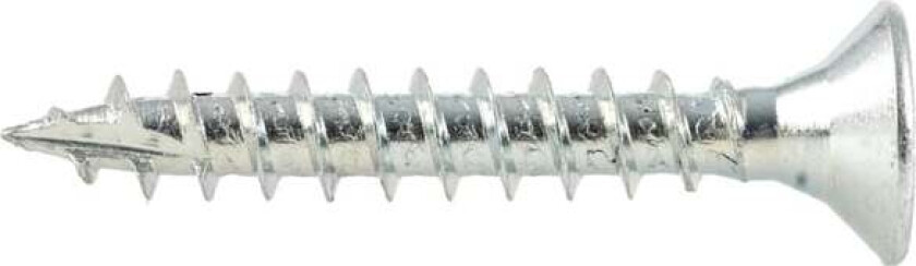 Treskrue T25 senk 5,0x40 à 200 stk. Elektrolytisk forsinket, herdet treskrue med forsenket hode og torx spor. Delgjenget og fiberkutt.