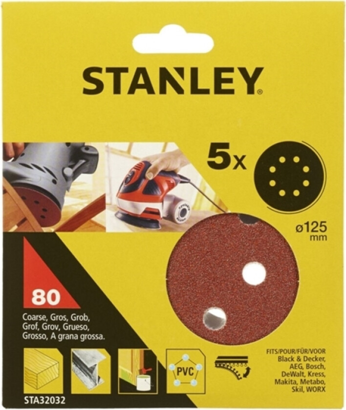 Stanley slipebånd 80K PSM160A STA31715 delta slipepapir 80 korning til Bosch multisliper PSM160A, SKIL og Metabo