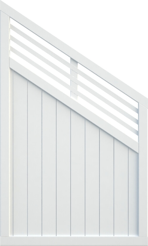 Palmako Reena levegg Moderne levegg i nordisk gran med tidsriktig horisontal spiledekor og stående "tett" panel. Leveres i hvitmalt utførelse.