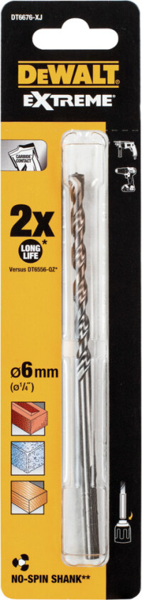 DT6676 Bor Extreme Bor Extreme DT6676 6x150mm med rundt skaft for mur, stein, fliser og lett betong.