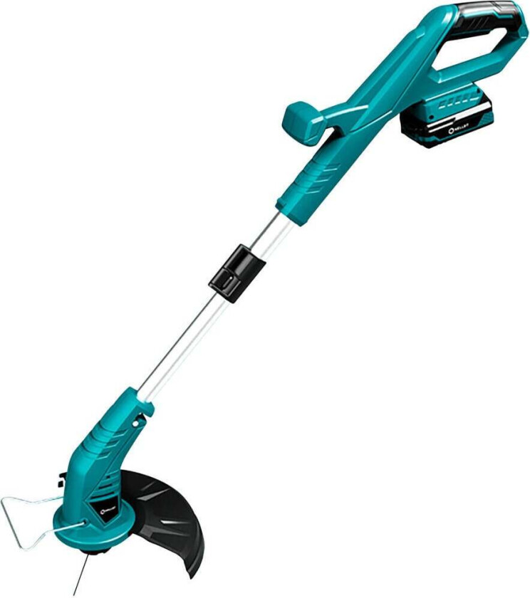 Kellen gresstrimmer 18V u/ batteri Batteridrevet gresstrimmer med softgrip håndtak og teleskopisk aluminiumsskaft som kan reguleres 19 cm i lengden som sikrer deg god arbeidstilling til trimmingen.