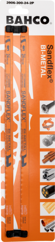 Bahco 3906-300-32-2P baufilblad 2-pk Disse to baufilbladene i bimetall er et praktisk talt bruddsikkert og splintsikkert blad til saging i alle materialer.