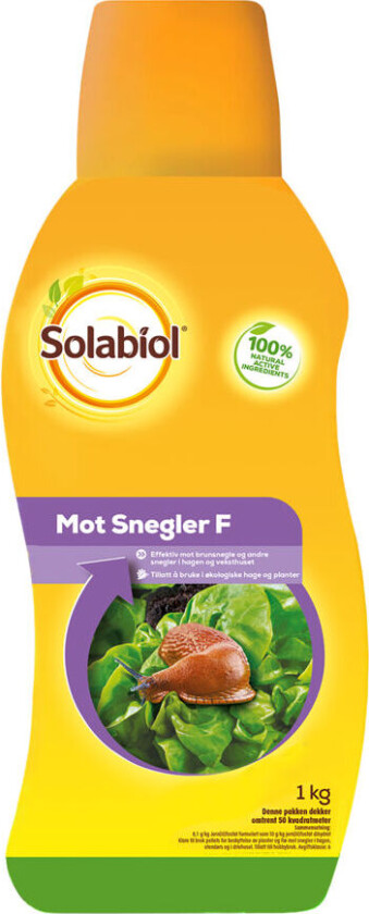 Solabiol mot snegler F 1 kg Solabiol mot snegler F er tilsatt en fristende åte som tiltrekker seg sneglene.